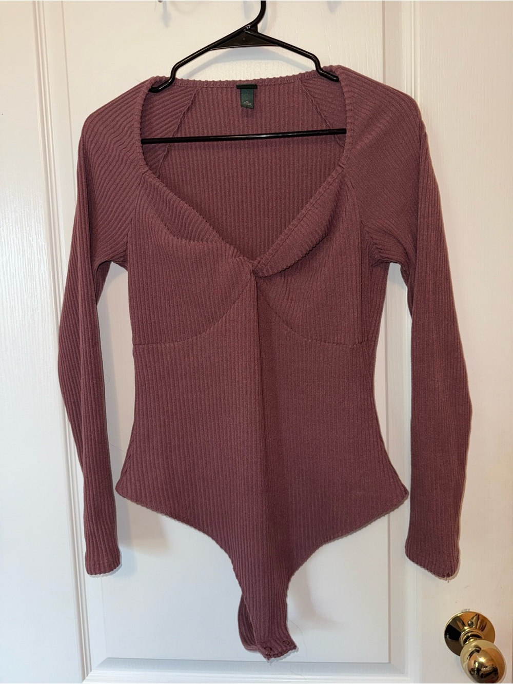 wild fable Ribbed Long-Sleeve Bodysuit in Mauve